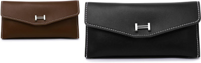 FLANKER Casual Black, Brown  Clutch(Pack of: 2)