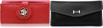FLANKER Casual Black, Brown  Clutch(Pack of: 2)