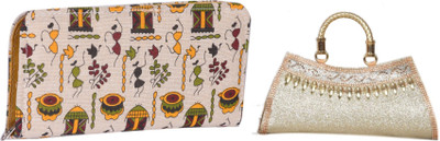 Sunesh Creation Party, Casual Gold, Beige  Clutch