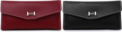 FLANKER Casual Black, Maroon  Clutch(Pack of: 2)