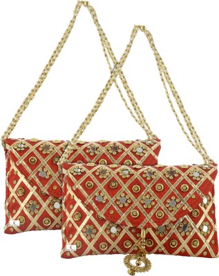 KUBER INDUSTRIES Party Red, Gold  Clutch