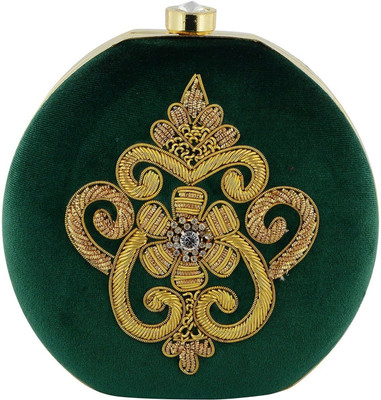 Tooba Handicraft Party Green  Clutch
