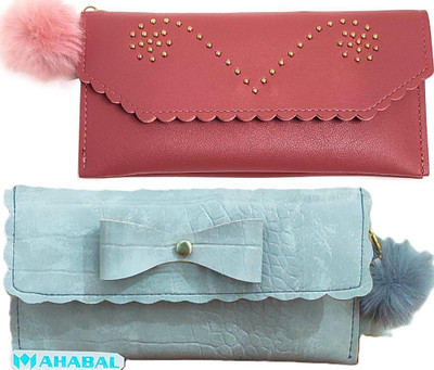 Mahabal Casual, Party, Formal Pink, Grey  Clutch(Pack of: 2)