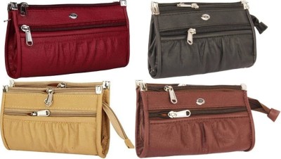 HouseOfCommon Casual, Party, Formal, Sports Beige, Maroon, Black, Brown  Clutch(Pack of: 4)