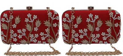 KUBER INDUSTRIES Party Maroon  Clutch(Pack of: 2)