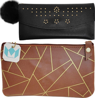 Mahabal Casual, Party, Formal Black, Brown  Clutch(Pack of: 2)