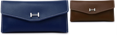 FLANKER Casual Brown, Blue  Clutch(Pack of: 2)