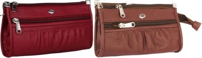 HouseOfCommon Casual, Casual, Party, Sports Brown, Maroon  Clutch(Pack of: 2)