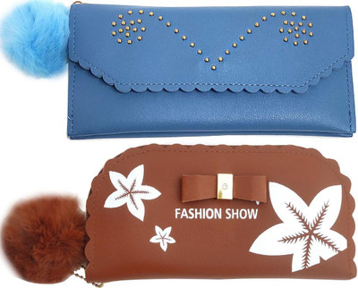 Mahabal Casual, Party, Formal Blue, Brown  Clutch(Pack of: 2)
