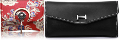 FLANKER Casual Black, Red  Clutch(Pack of: 2)