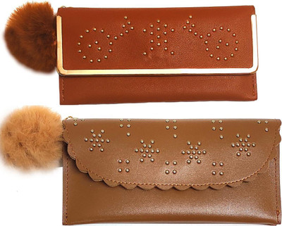 Mahabal Casual, Party, Formal Brown, Tan  Clutch(Pack of: 2)