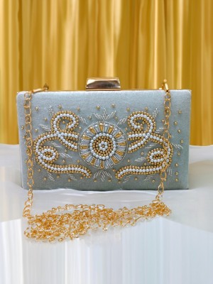 Misha Casual, Formal, Party Silver  Clutch