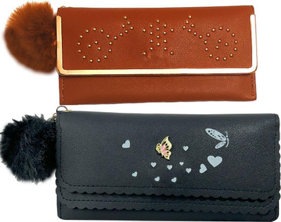 Mahabal Casual, Party, Formal Brown, Black  Clutch(Pack of: 2)
