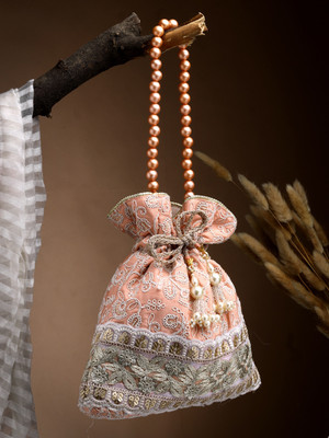 Anekaant Party Peach, Gold  Clutch