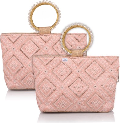 Heart Home Casual, Formal Pink  Clutch(Pack of: 2)