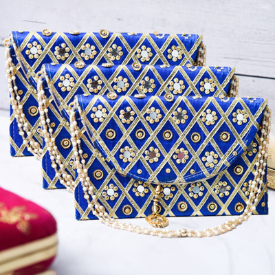 KUBER INDUSTRIES Casual Blue  Clutch(Pack of: 3)
