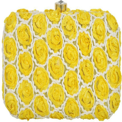 Tooba Handicraft Party Yellow  Clutch
