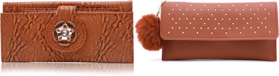 FLANKER Casual, Party Brown, Red  Clutch(Pack of: 2)