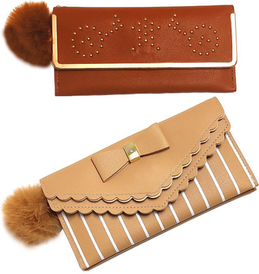 Mahabal Casual, Party, Formal Brown, Cream  Clutch(Pack of: 2)
