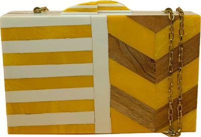 BEST INDIAN HANDICRAFT Party Yellow  Clutch