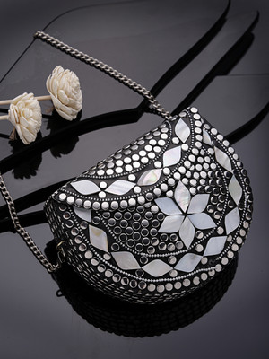 Anekaant Party Silver  Clutch