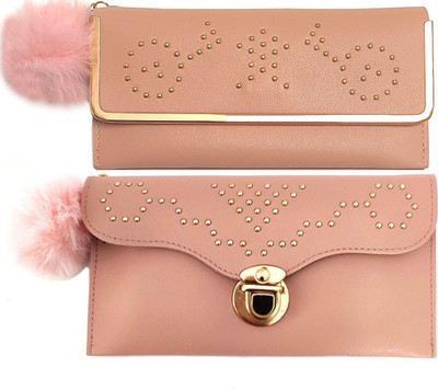 Mahabal Casual, Party, Formal Beige, Pink  Clutch(Pack of: 2)