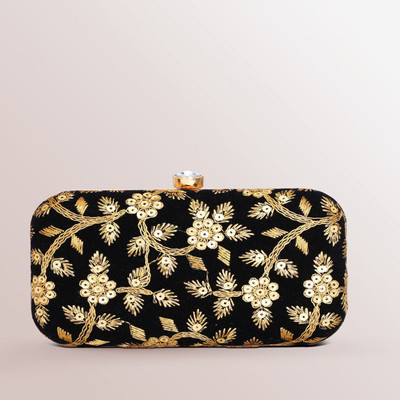 Tooba Handicraft Party Black  Clutch