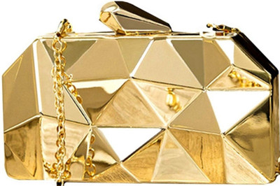 Tooba Handicraft Party Gold  Clutch