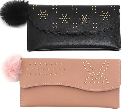 Mahabal Casual, Party, Formal Black, Pink  Clutch(Pack of: 2)