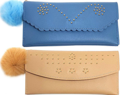 Mahabal Casual, Party, Formal Blue, Cream  Clutch(Pack of: 2)