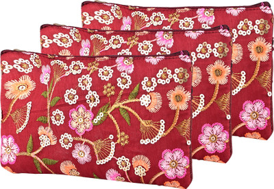 KUBER INDUSTRIES Casual Maroon  Clutch(Pack of: 3)