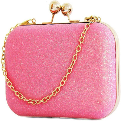 Tooba Handicraft Party Pink, Gold  Clutch
