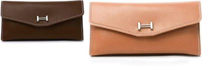 FLANKER Casual Brown, Peach  Clutch(Pack of: 2)