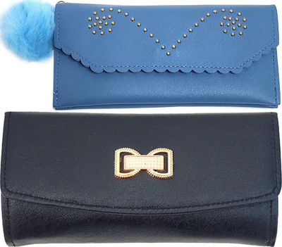 Mahabal Casual, Party, Formal Blue, Black  Clutch(Pack of: 2)