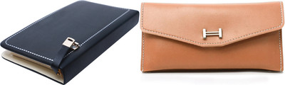 FLANKER Casual Peach, Black  Clutch(Pack of: 2)