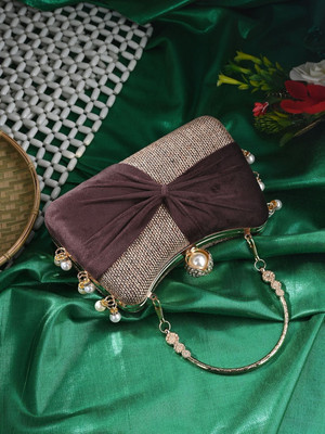 Tooba Handicraft Party Brown  Clutch