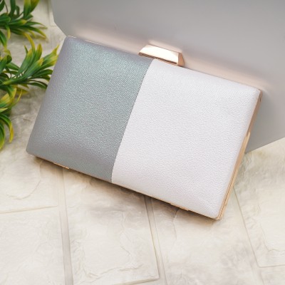 FOR THE BEAUTIFUL YOU Casual, Party, Formal White, Grey  Clutch