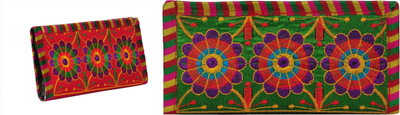 Sunesh Creation Casual, Party Green, Red  Clutch