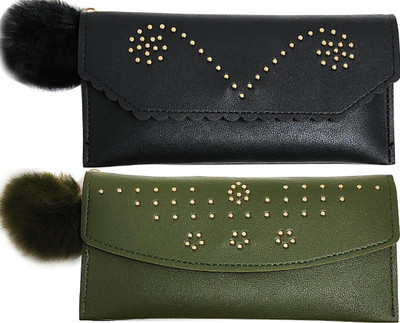 Mahabal Casual, Party, Formal Black, Khaki  Clutch(Pack of: 2)