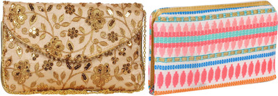 Sunesh Creation Casual, Party Multicolor, Beige  Clutch