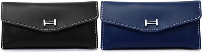 FLANKER Casual Black, Blue  Clutch(Pack of: 2)