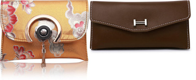 FLANKER Casual Brown, Yellow  Clutch(Pack of: 2)