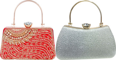 Seamount Party Gold, Pink, Silver  Clutch(Pack of: 2)