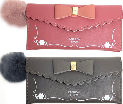 Mahabal Casual, Party, Formal Pink, Grey  Clutch(Pack of: 2)