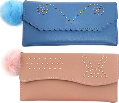 Mahabal Casual, Party, Formal Blue, Pink  Clutch(Pack of: 2)