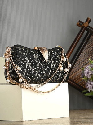 Tooba Handicraft Party Black, Yellow  Clutch