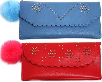 Mahabal Casual, Party, Formal Blue, Red  Clutch(Pack of: 2)