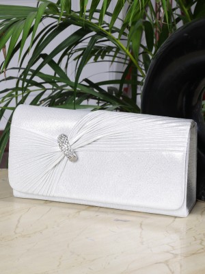 ZEVORA Casual, Formal, Party Silver  Clutch