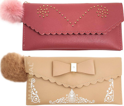 Mahabal Casual, Party, Formal Pink, Cream  Clutch(Pack of: 2)