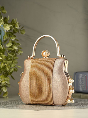 Tooba Handicraft Party Gold  Clutch